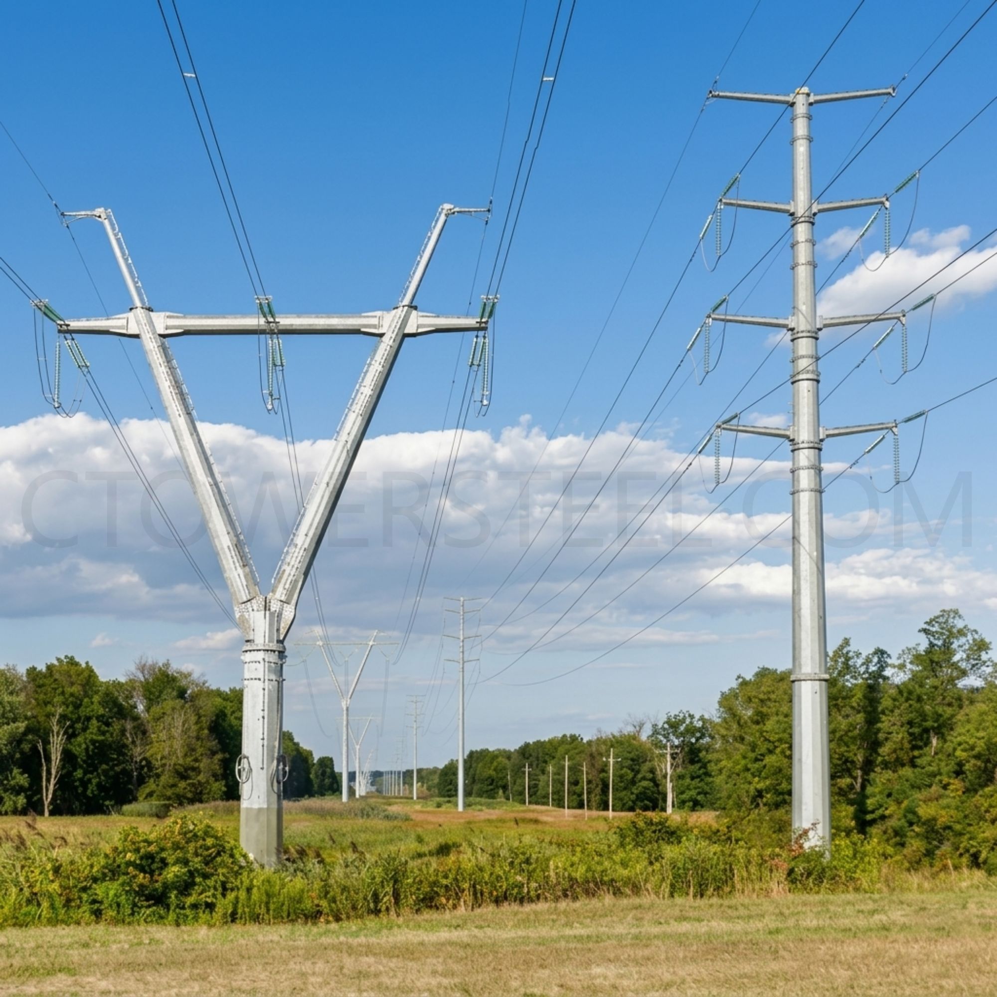 High Strength Hot Dip Galvanized 230kv Transmission Line Steel Tower Tubular Monopole for Electrical Utility Project - 图片 3